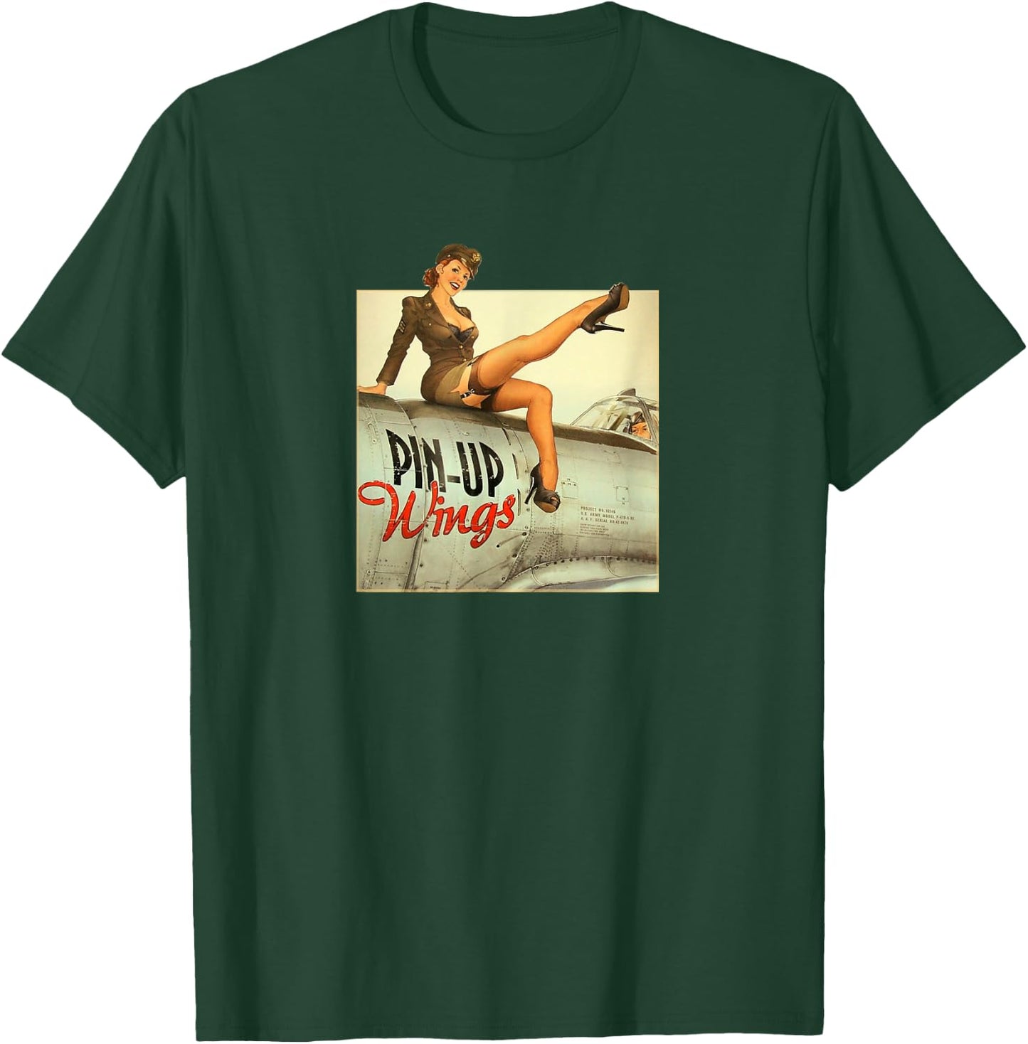 WW2 Pin Up Girl Wings Vintage Poster T-Shirt - T-Shirt | Forest
