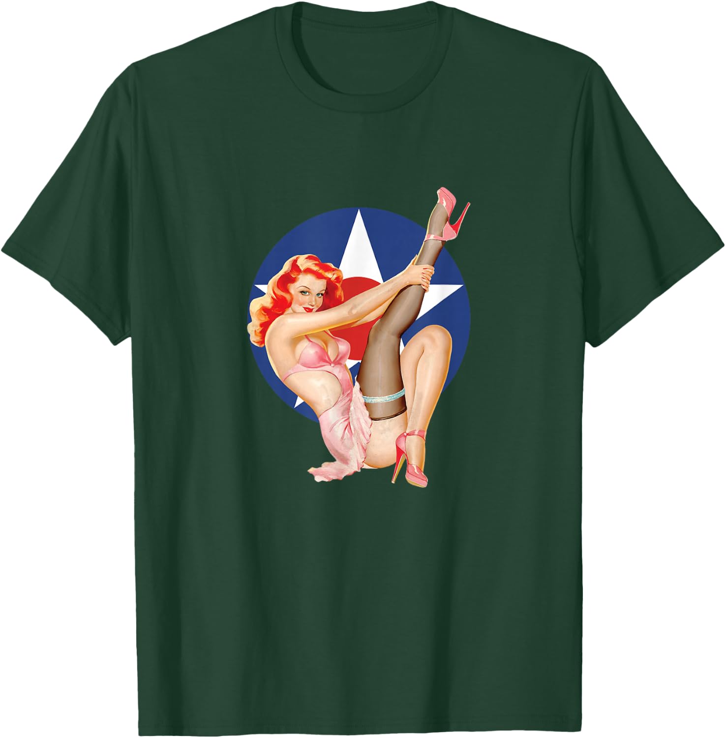 Vintage Patriotic Pinup Girl T-Shirt - T-Shirt | Forest