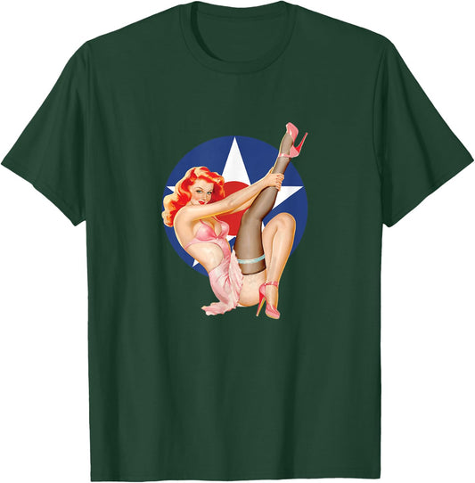 Vintage Patriotic Pinup Girl T-Shirt - T-Shirt | Forest