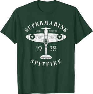 Spitfire RAF British WW2 Fighter Plane Supermarine Aviation T-Shirt - T-Shirt | Forest