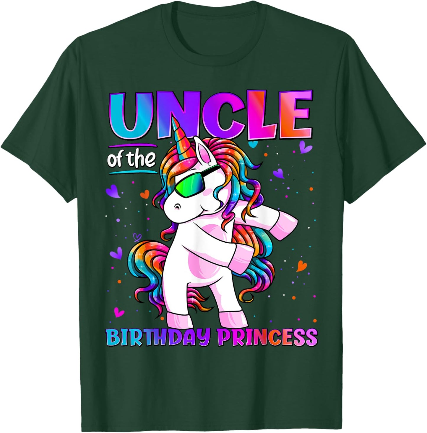 Uncle of the Birthday Princess Flossing Unicorn Uncle T-Shirt - T-Shirt | Forest