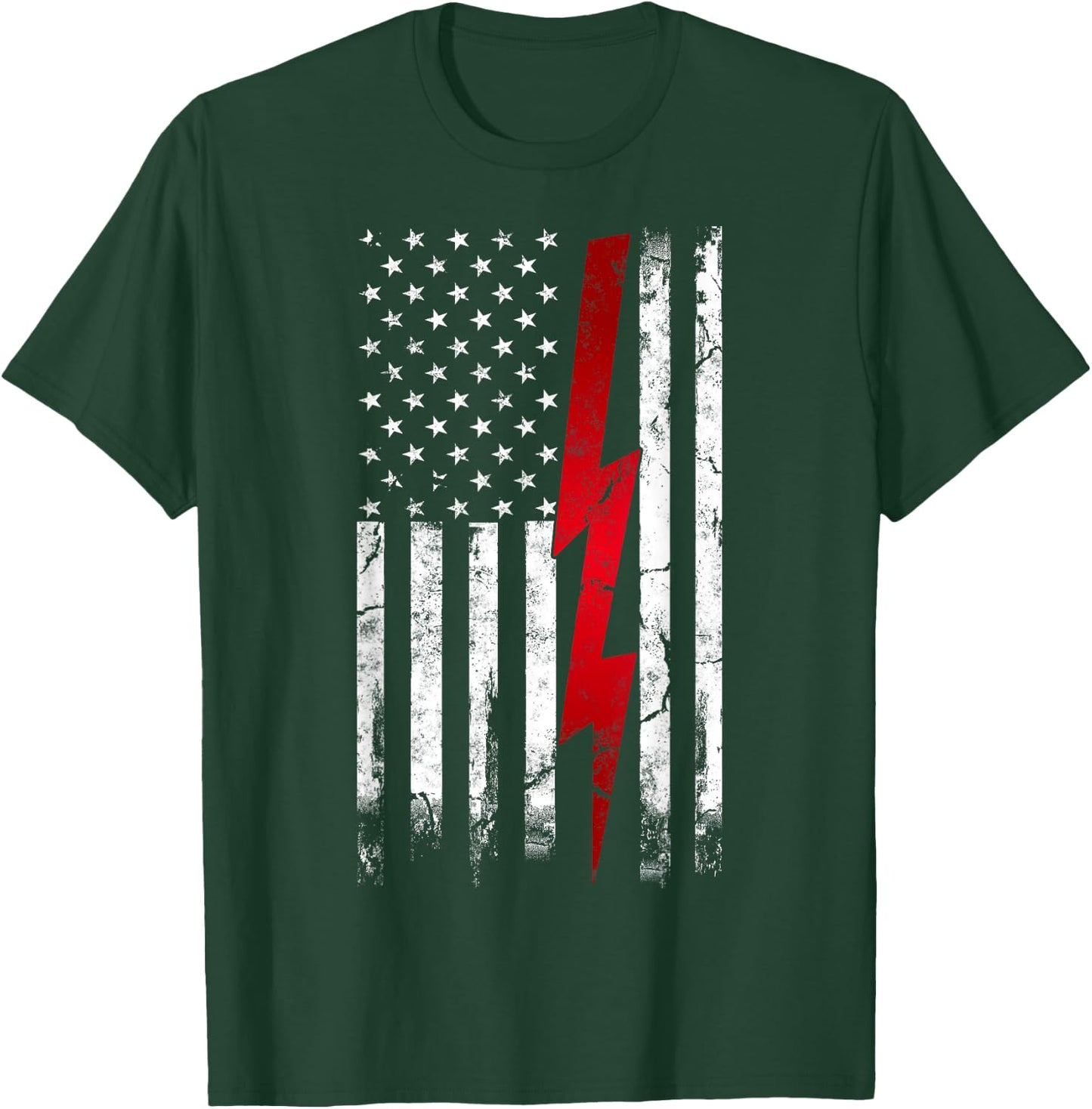 Electrician American Flag Electrical Engineering Women Kids Men T-Shirt - T-Shirt | Forest