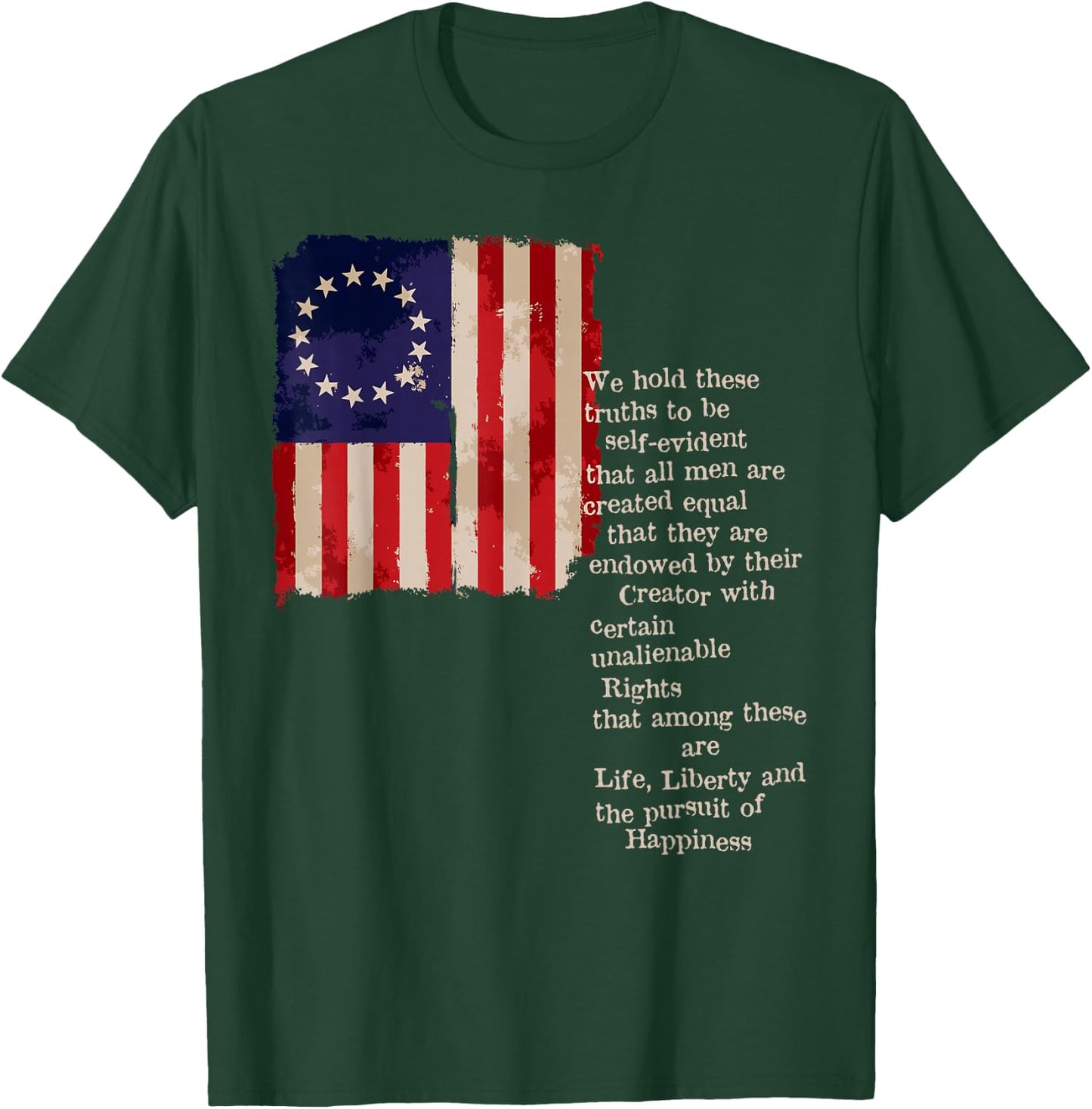 Betsy Ross American Flag the pursuit of Happiness T-Shirt - T-Shirt | Forest
