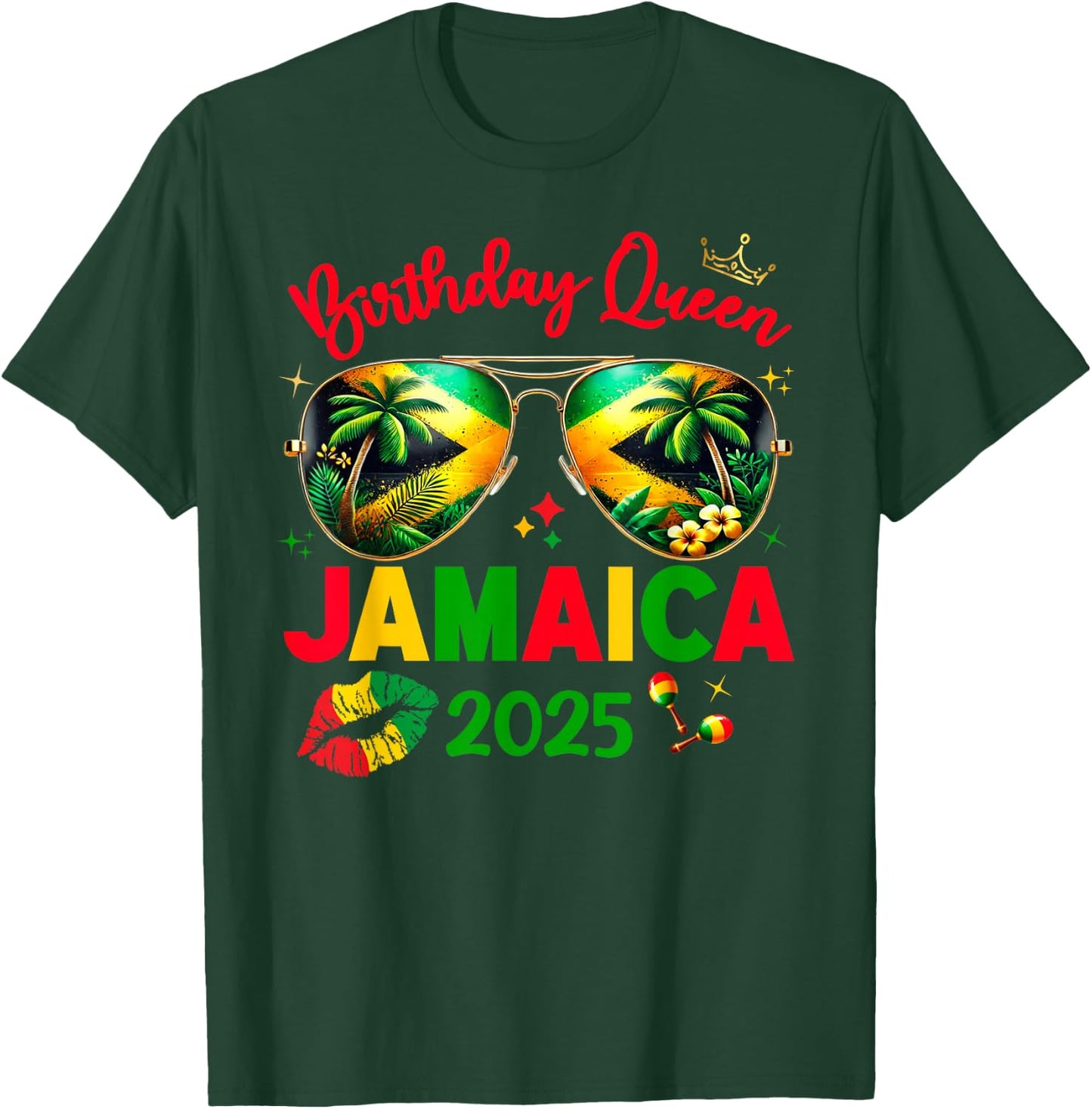 50th Birthday Girl Queen Jamaica Vacation Matching Outfit T-Shirt - T-Shirt | Forest