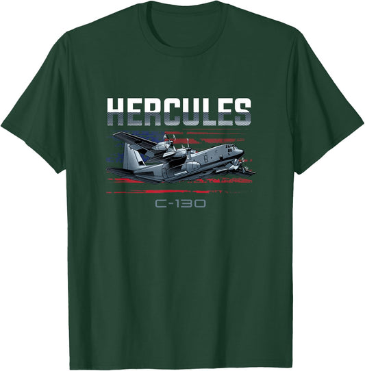 Cargo Warplane C-130 Hercules Military T-Shirt - T-Shirt | Forest