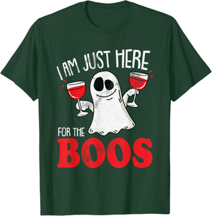 Im Just Here For The Boos Halloween Costume Drinking Wine T-Shirt - T-Shirt | Forest