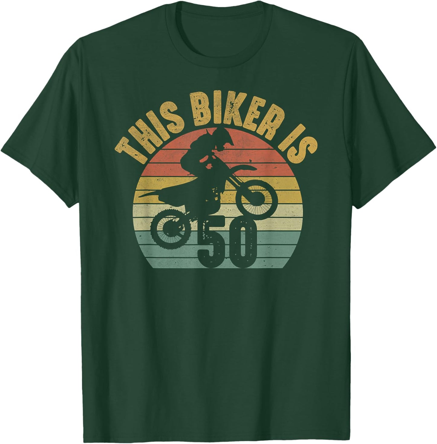 Dirt Bike 50th Birthday 50 Years Old Bday Party Motocross T-Shirt - T-Shirt | Forest