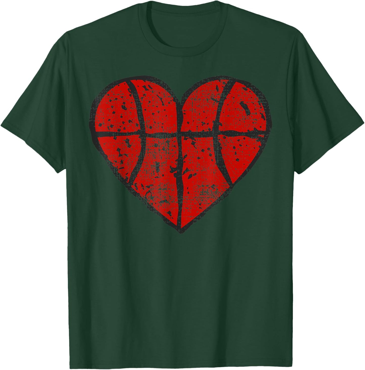 Basketball Heart Valentine's Day T-Shirt - T-Shirt | Forest