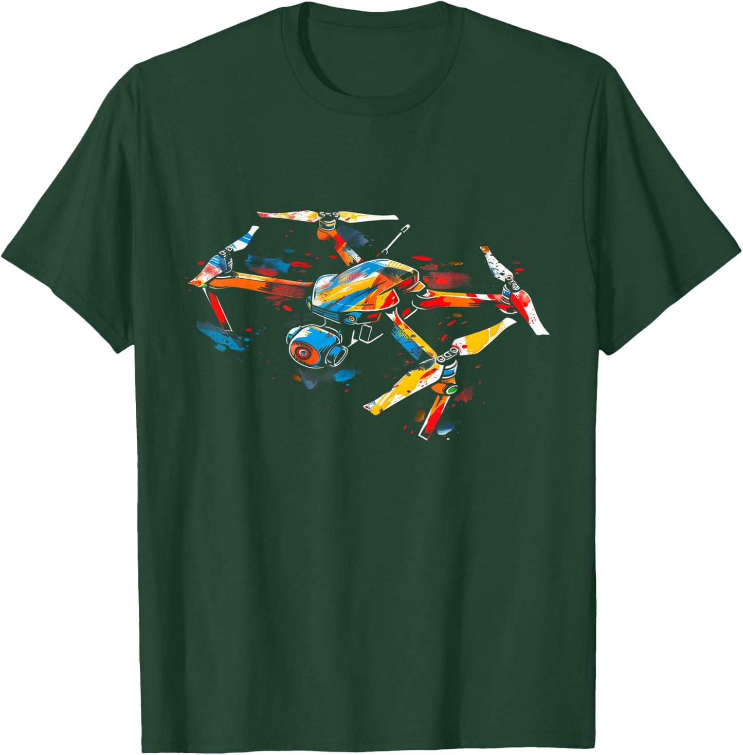 Drone Pilot Quadcopter Operator RC Watercolor T-Shirt - T-Shirt | Forest