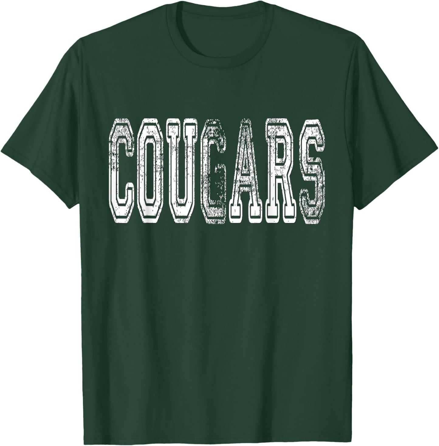 Cougars Mascot Distressed Vintage School Sports Name Fans T-Shirt - T-Shirt | Forest
