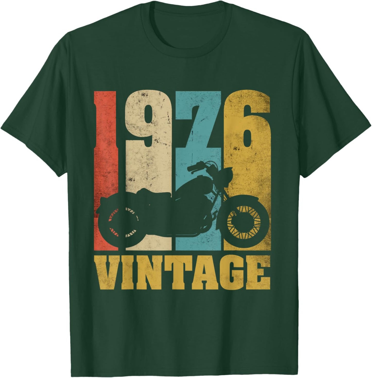 49 Birthday Retro Biker Motorcycle Gift Vintage 1976 T-Shirt - T-Shirt | Forest