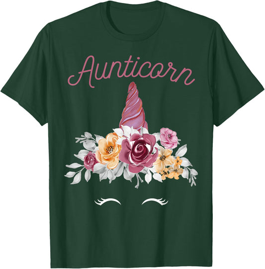 More Best Aunt & Auntie Presents Unicorn Aunt Black Women's Classic Fit Short Sleeve Small T-Shirt - T-Shirt | Forest