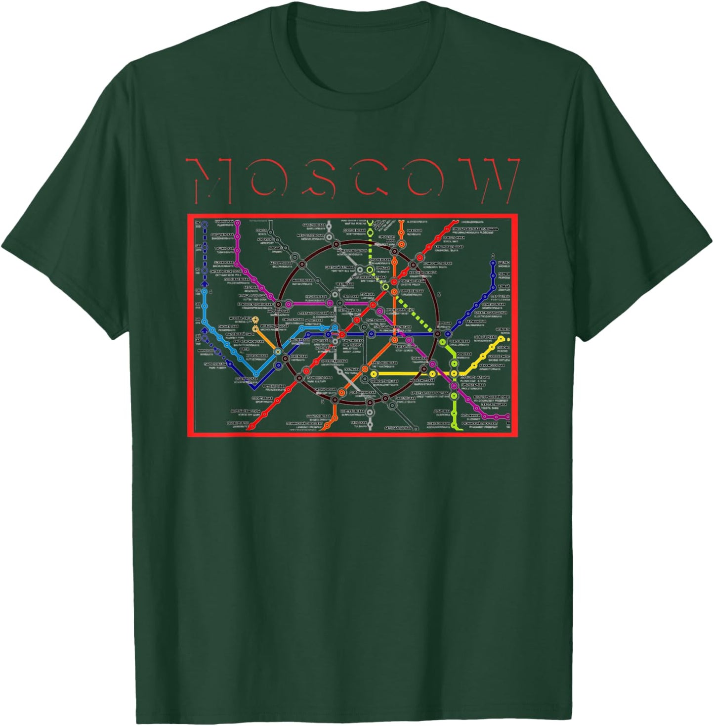 Moscow Transit Metro Map Art Russian Citizen Russia Vacation T-Shirt - T-Shirt | Forest