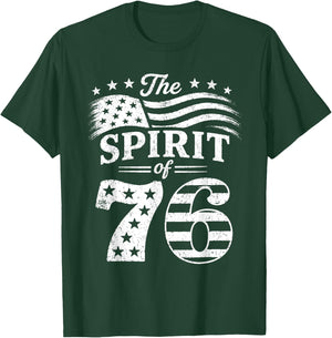 Retro Spirit of 76 250th Anniversary Patriotic American Flag T-Shirt - T-Shirt | Forest