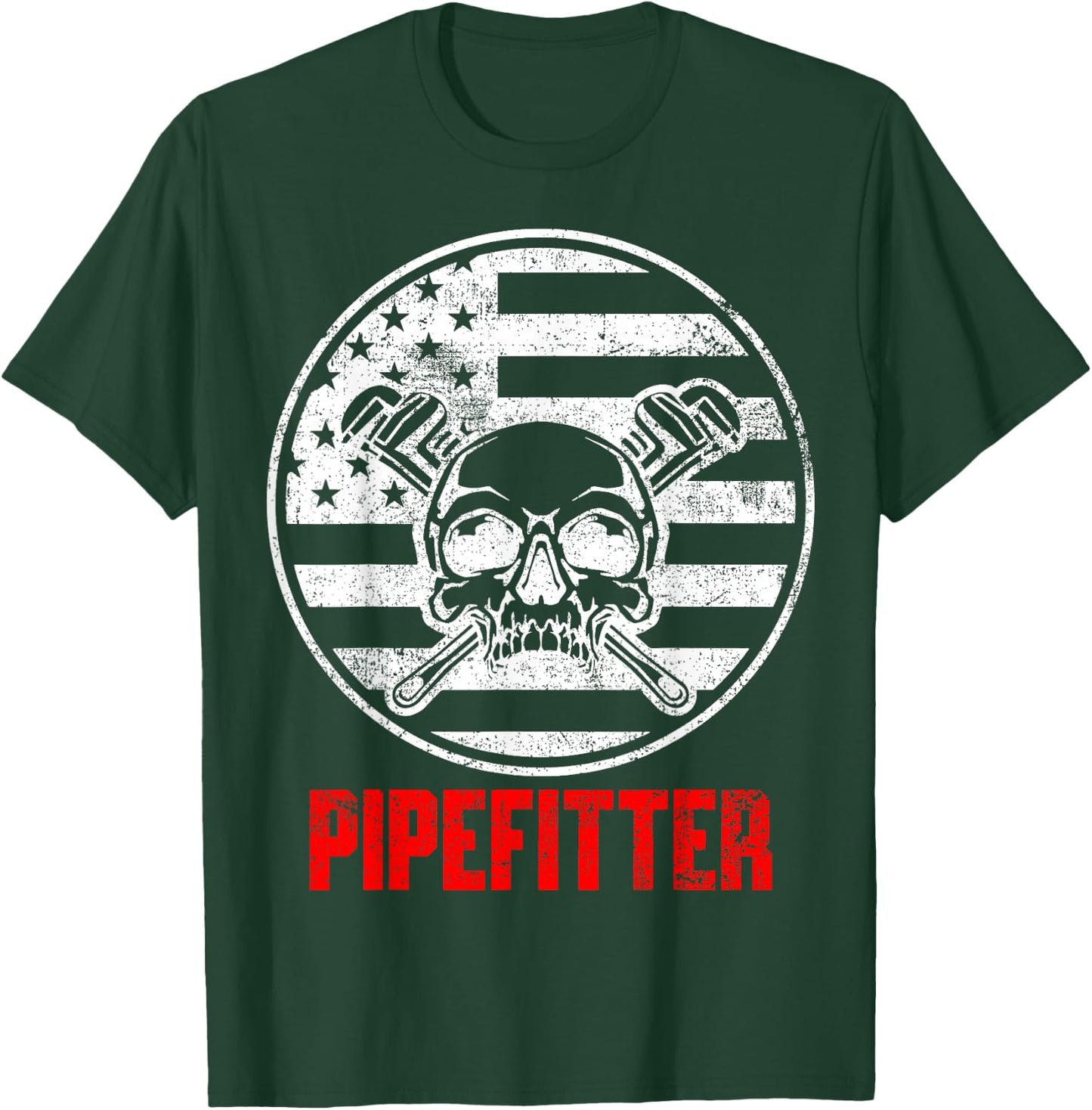 Pipefitter USA Flag Patriotic T-Shirt - T-Shirt | Forest