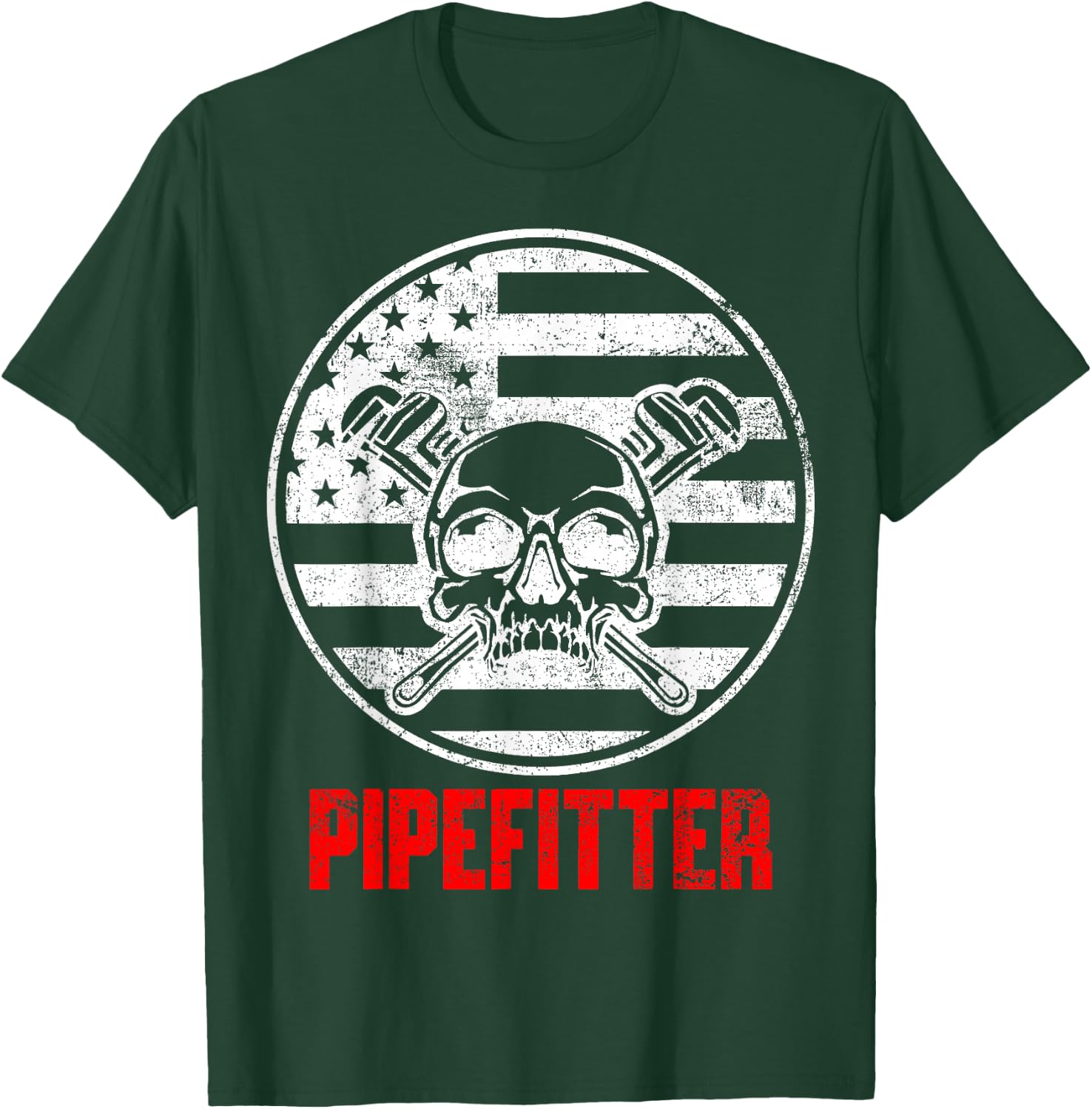 Pipefitter USA Flag Patriotic T-Shirt - T-Shirt | Forest