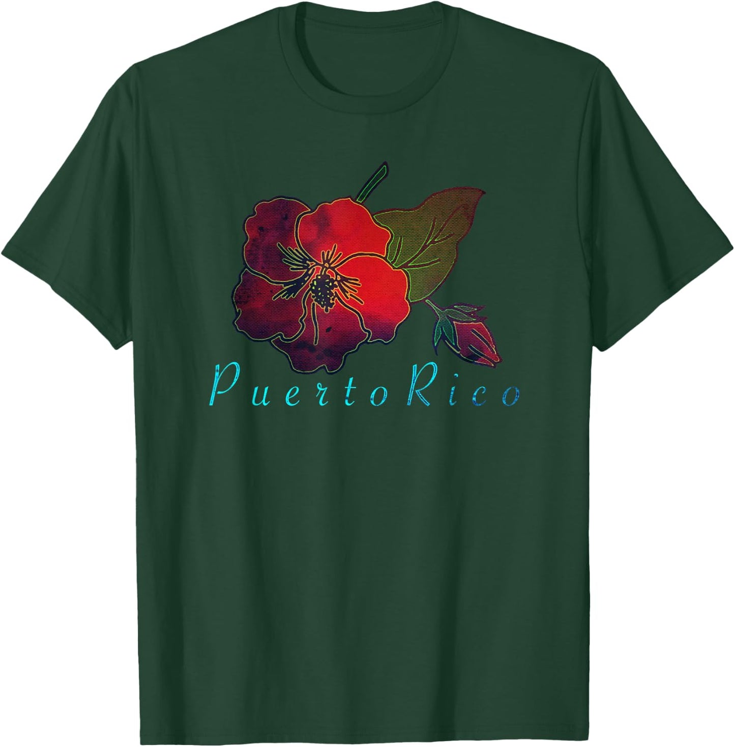 Flor de Maga Boricua Puerto Rico T-Shirt - T-Shirt | Forest