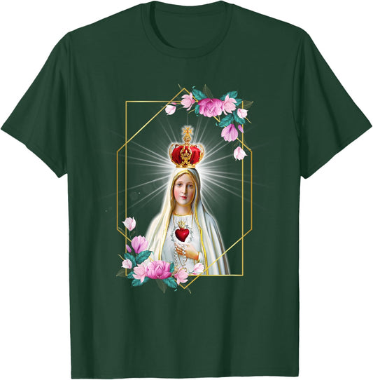 Our Lady of Fatima Immaculate Heart of Blessed Virgin Mary T-Shirt - T-Shirt | Forest