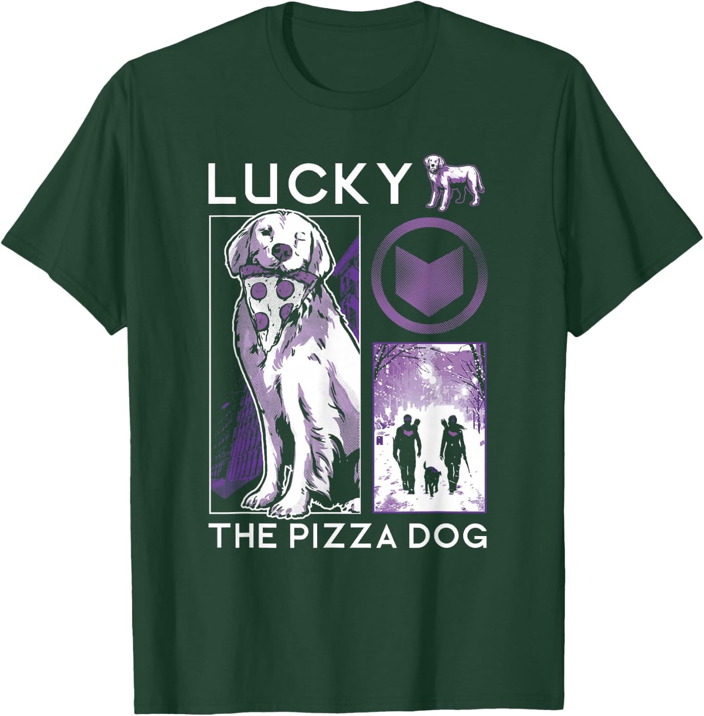 Marvel Hawkeye Lucky The Pizza Dog Purple Collage T-Shirt - T-Shirt | Forest