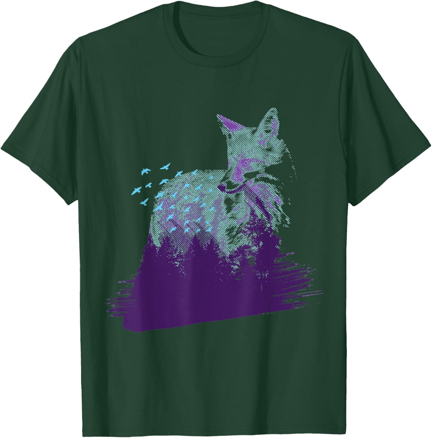 Arctic Fox Forest Landscape White Arctic Fox Lover Animal T-Shirt - T-Shirt | Forest