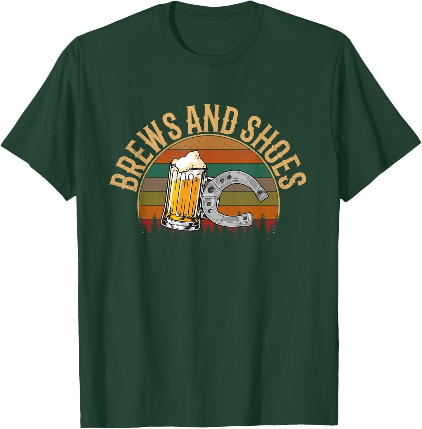 Brews and Shoes, Horseshoe Pitching T-Shirt - T-Shirt | Forest