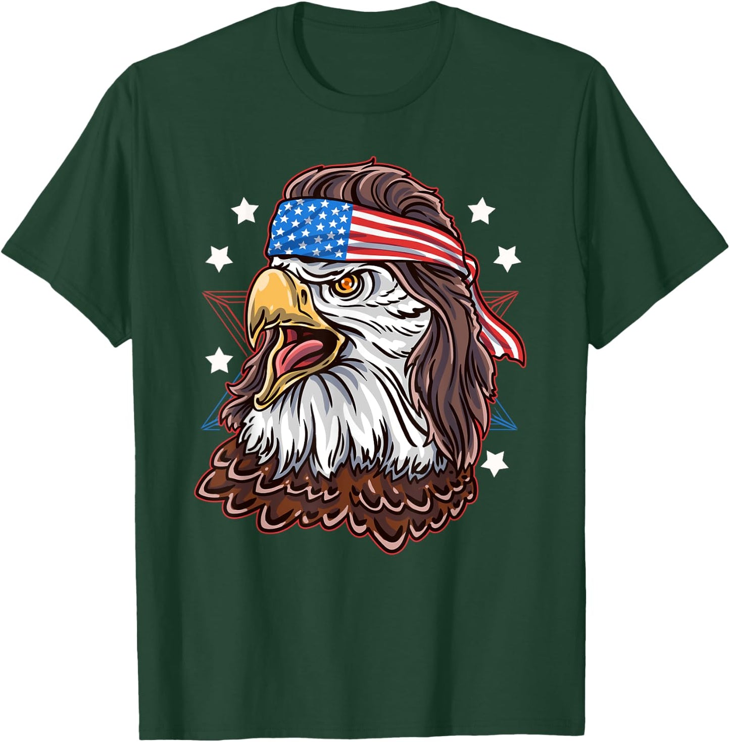 Funny Redneck 80s Patriotic Proud Mullet American Bald Eagle Women Men T-Shirt - T-Shirt | Forest