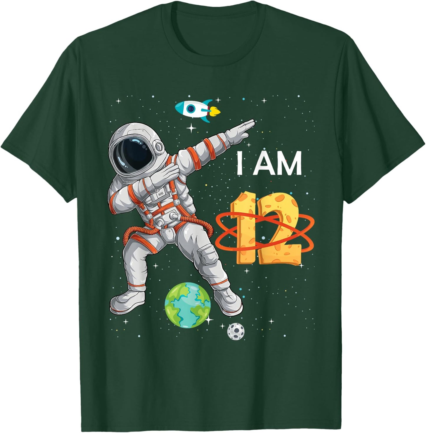 12 Years Old Birthday Boy Astronaut Space 12th B-Day T-Shirt - T-Shirt | Forest