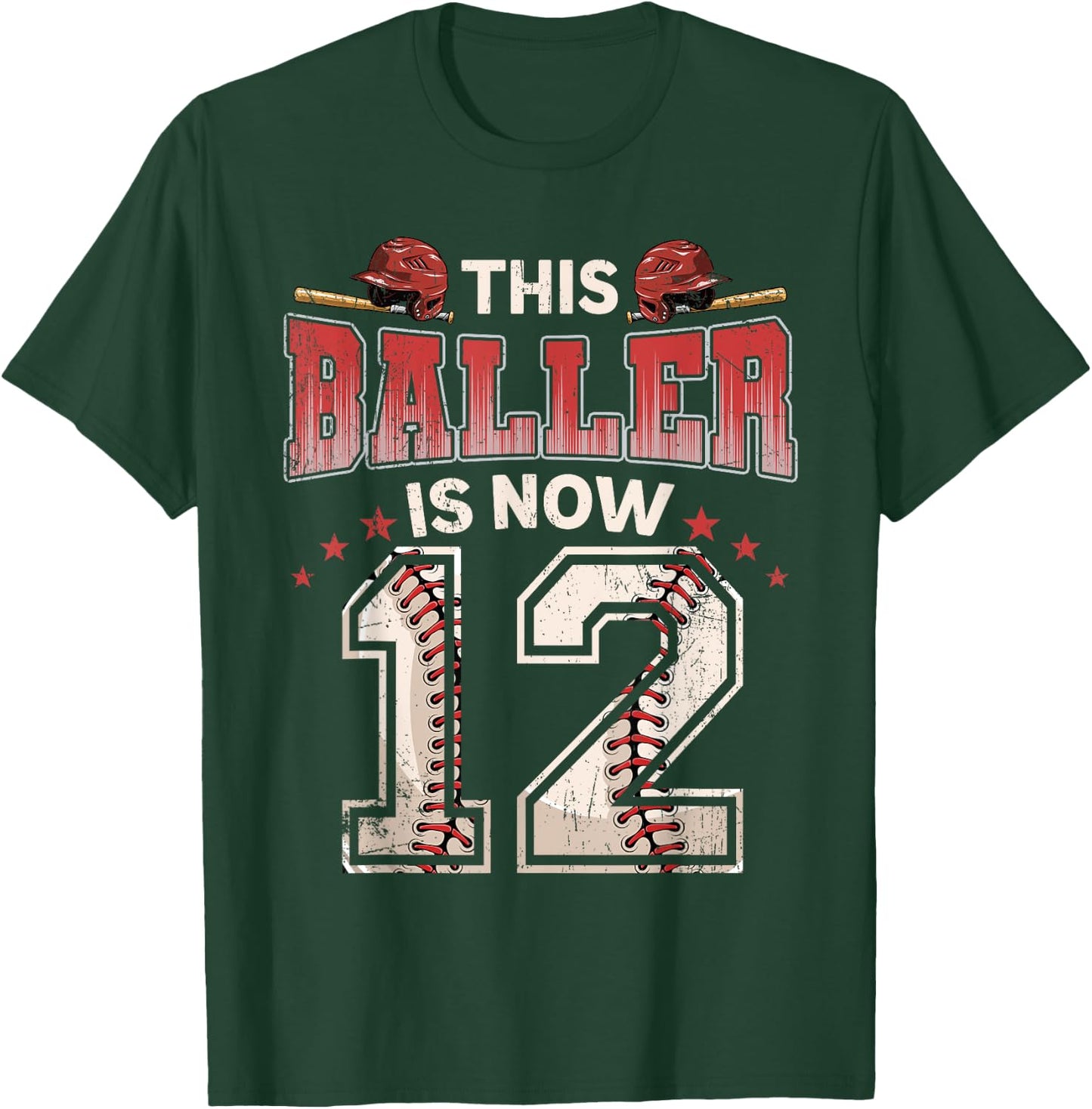 12th Birthday Baseball Boy 12 Year Old Baseball Player Kids T-Shirt - T-Shirt | Forest