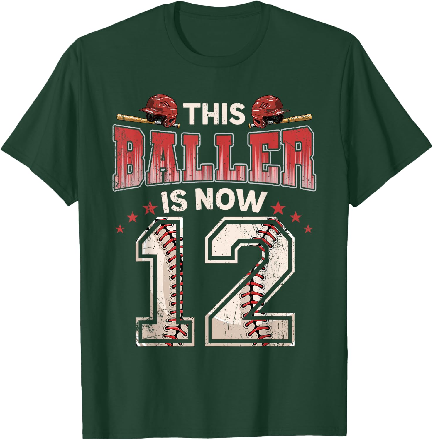 12th Birthday Baseball Boy 12 Year Old Baseball Player Kids T-Shirt - T-Shirt | Forest