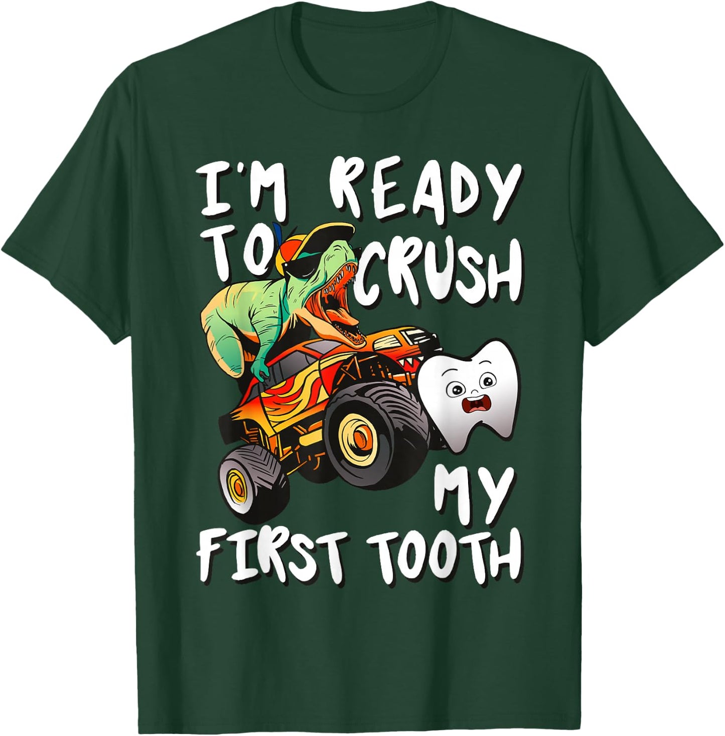 Tooth Fairy T-Rex Monster Truck Dental Hygienist Dentists T-Shirt - T-Shirt | Forest