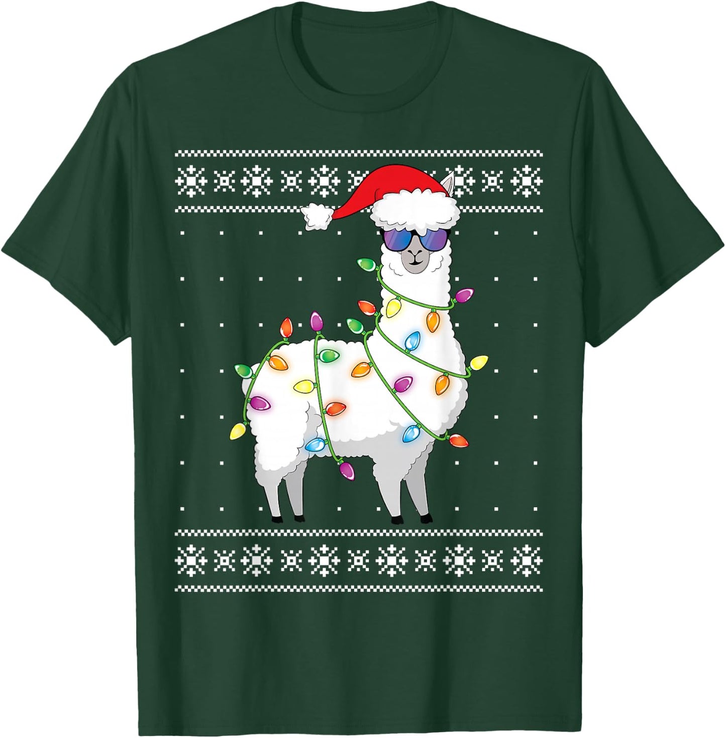 Alpaca Christmas Tree Funny Ugly Christmas Sweater T-Shirt - T-Shirt | Forest