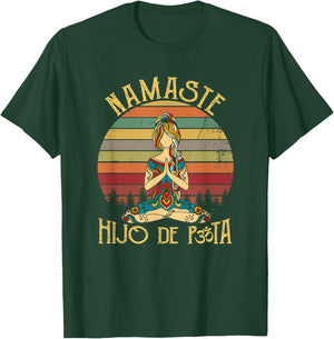 Vintage Namaste Hijo-De-Puta Hippie Tattooed Girl Yoga Lover T-Shirt - T-Shirt | Forest