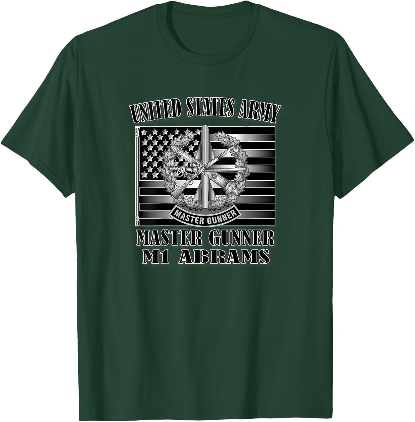 Master Gunner- M1 Abrams (Back Design) T-Shirt - T-Shirt | Forest