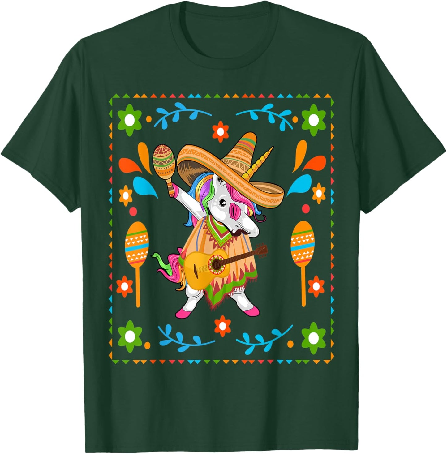 Dabbing Unicorn Poncho Cinco de Mayo Men Sombrero Funny Dab T-Shirt - T-Shirt | Forest