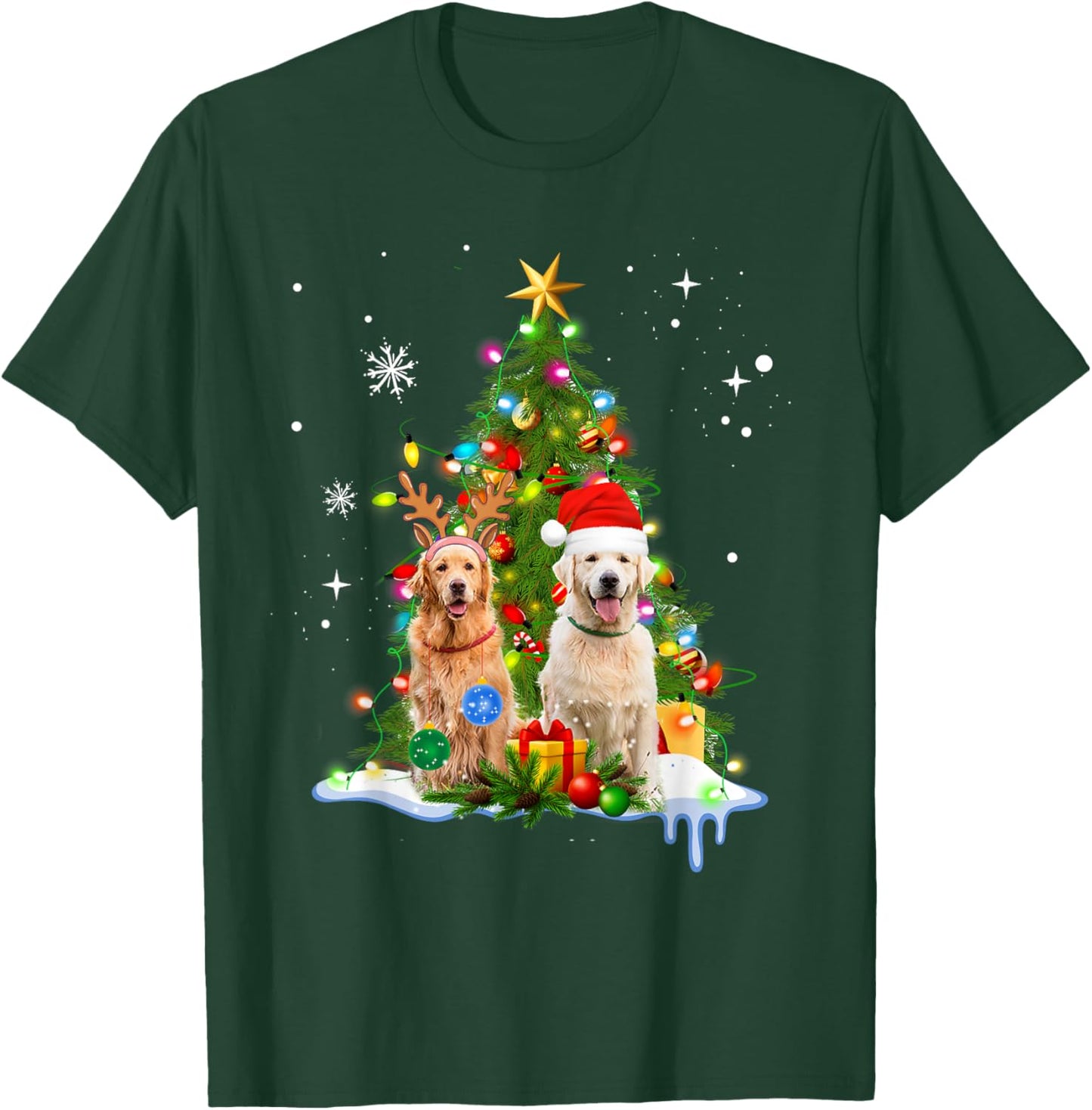 Cute Golden Retriever Christmas Tree T-Shirt - T-Shirt | Forest