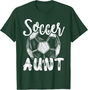 Soccer Aunt Women Family Matching Team Player Soccer Ball T-Shirt - T-Shirt | Forest