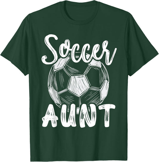 Soccer Aunt Women Family Matching Team Player Soccer Ball T-Shirt - T-Shirt | Forest