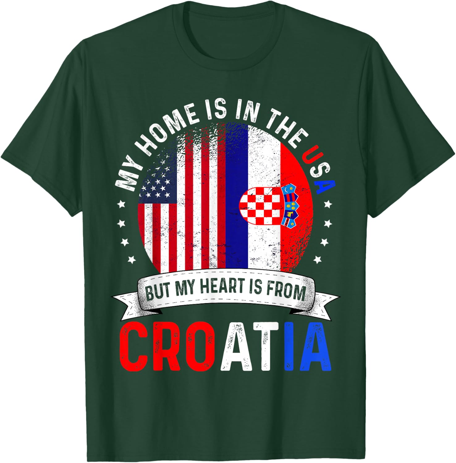 Croatian American Patriot Heart is from Croatia Flag T-Shirt - T-Shirt | Forest