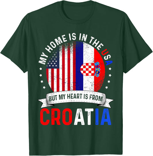 Croatian American Patriot Heart is from Croatia Flag T-Shirt - T-Shirt | Forest
