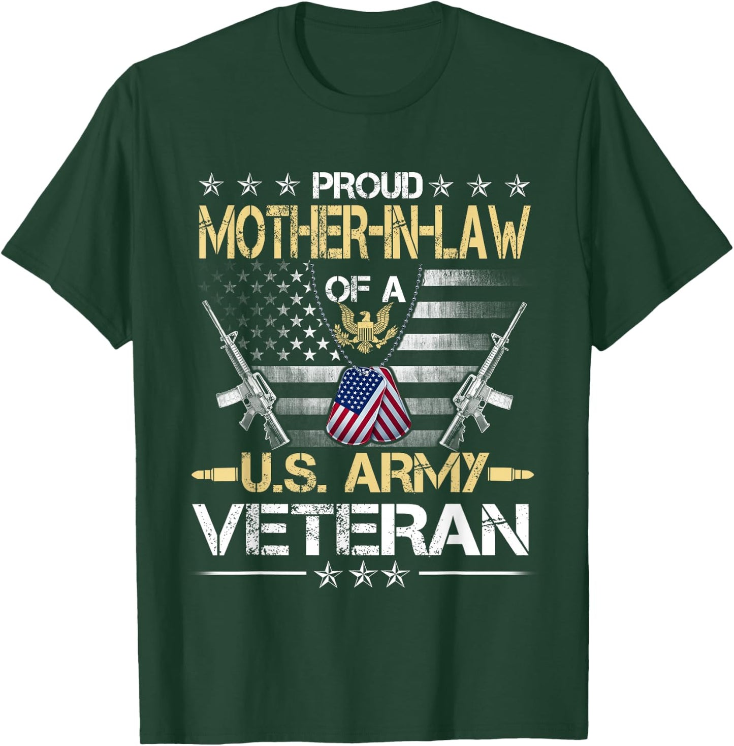 Proud Mother-In-Law Of A U.S. Army Veteran Flag , Veterans T-Shirt - T-Shirt | Forest