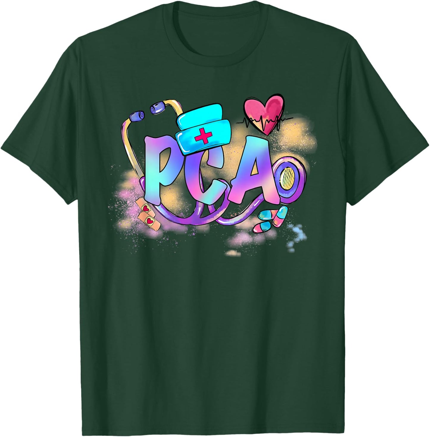 Tie Dye PCA Cute Nurse Day CNA RN Nurse Week Gifts Nursing T-Shirt - T-Shirt | Forest