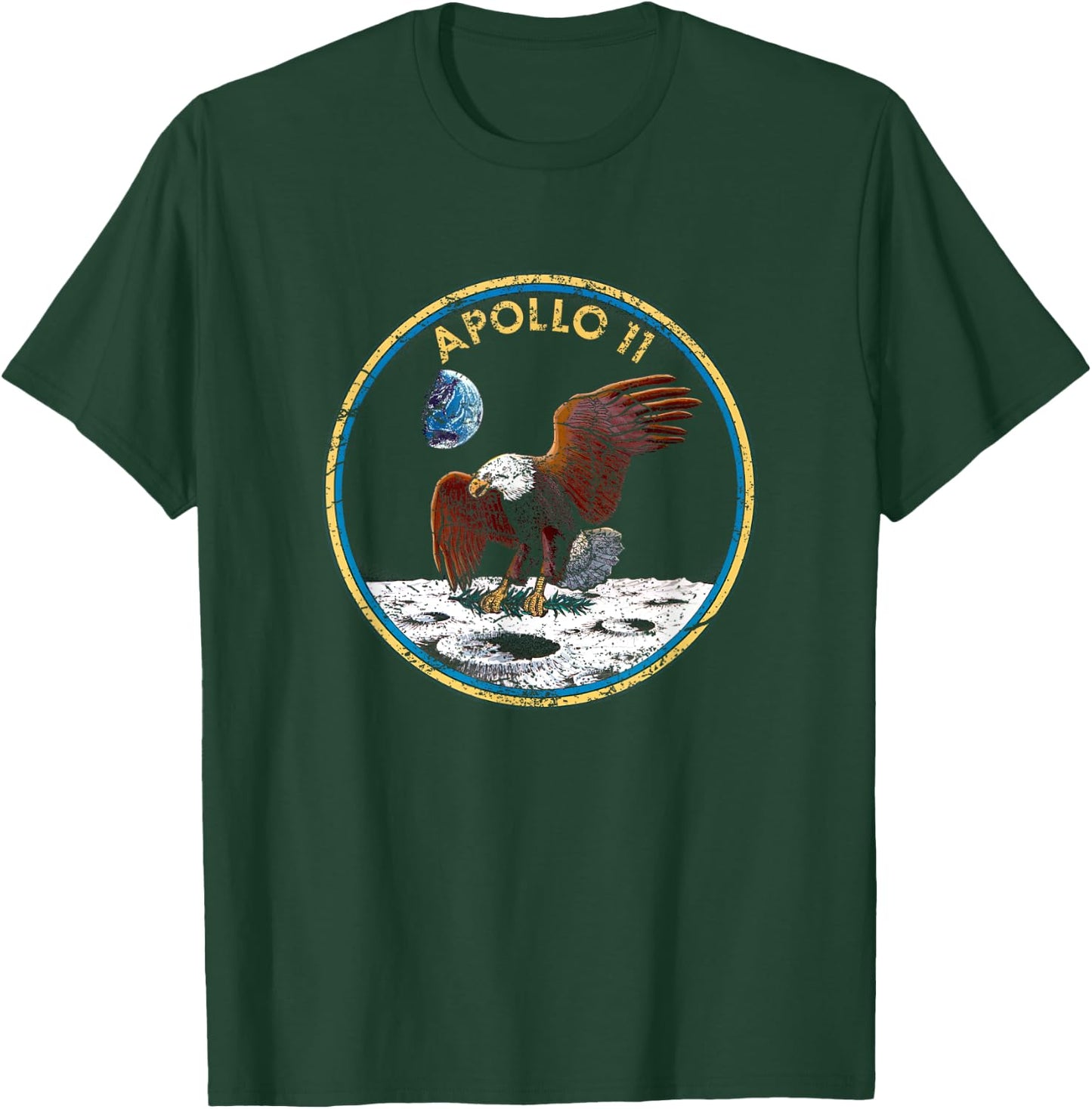 NASA Apollo 11 Mission Badge Distressed T-Shirt - T-Shirt | Forest