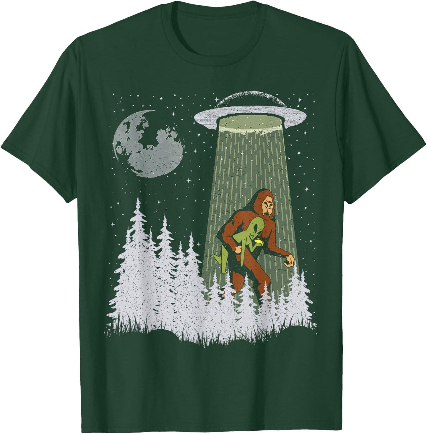 Funny Bigfoot Carrying Alien Eating Taco Cool Sasquatch Ufo T-Shirt - T-Shirt | Forest