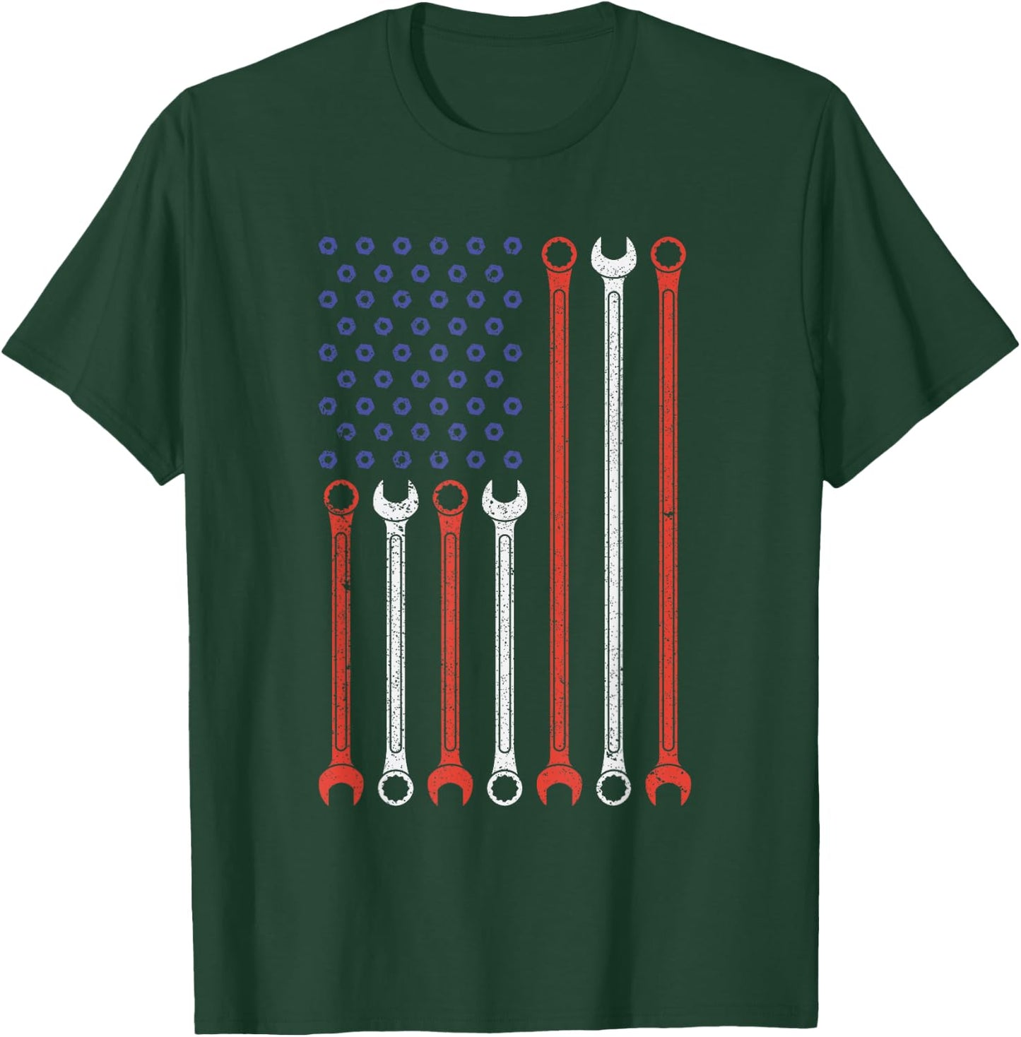 Vintage American Flag Diesel Engine Mechanic Muscle Car Love T-Shirt - T-Shirt | Forest