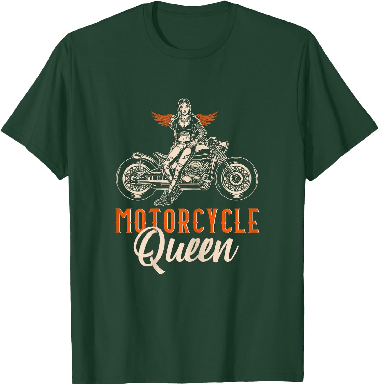 Motorcycle Queen Biker Girl Vintage Motorbike Biker Women T-Shirt - T-Shirt | Forest