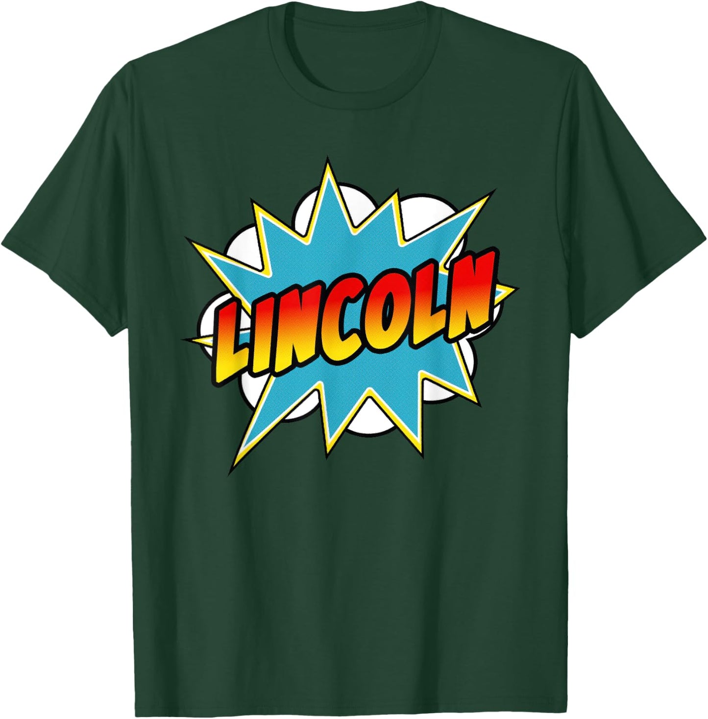 Boys Lincoln Comic Book Superhero Name T-Shirt - T-Shirt | Forest