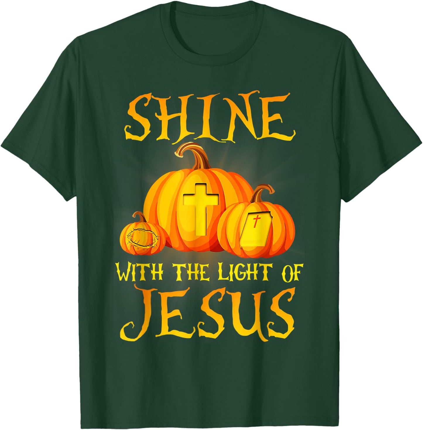 Jack O Lantern Jesus Pumpkin Shine With The Light Of Jesus T-Shirt - T-Shirt | Forest