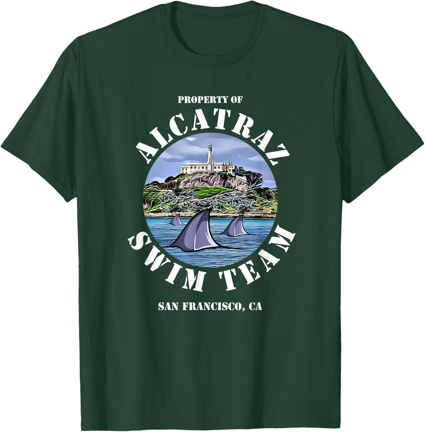 Alcatraz Island Escape Swim Team Shark Apparel T-Shirt - T-Shirt | Forest