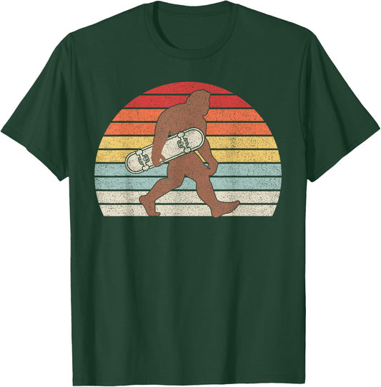 Vintage Longboard Bigfoot Skateboard & Sasquatch Fans Boys T-Shirt - T-Shirt | Forest