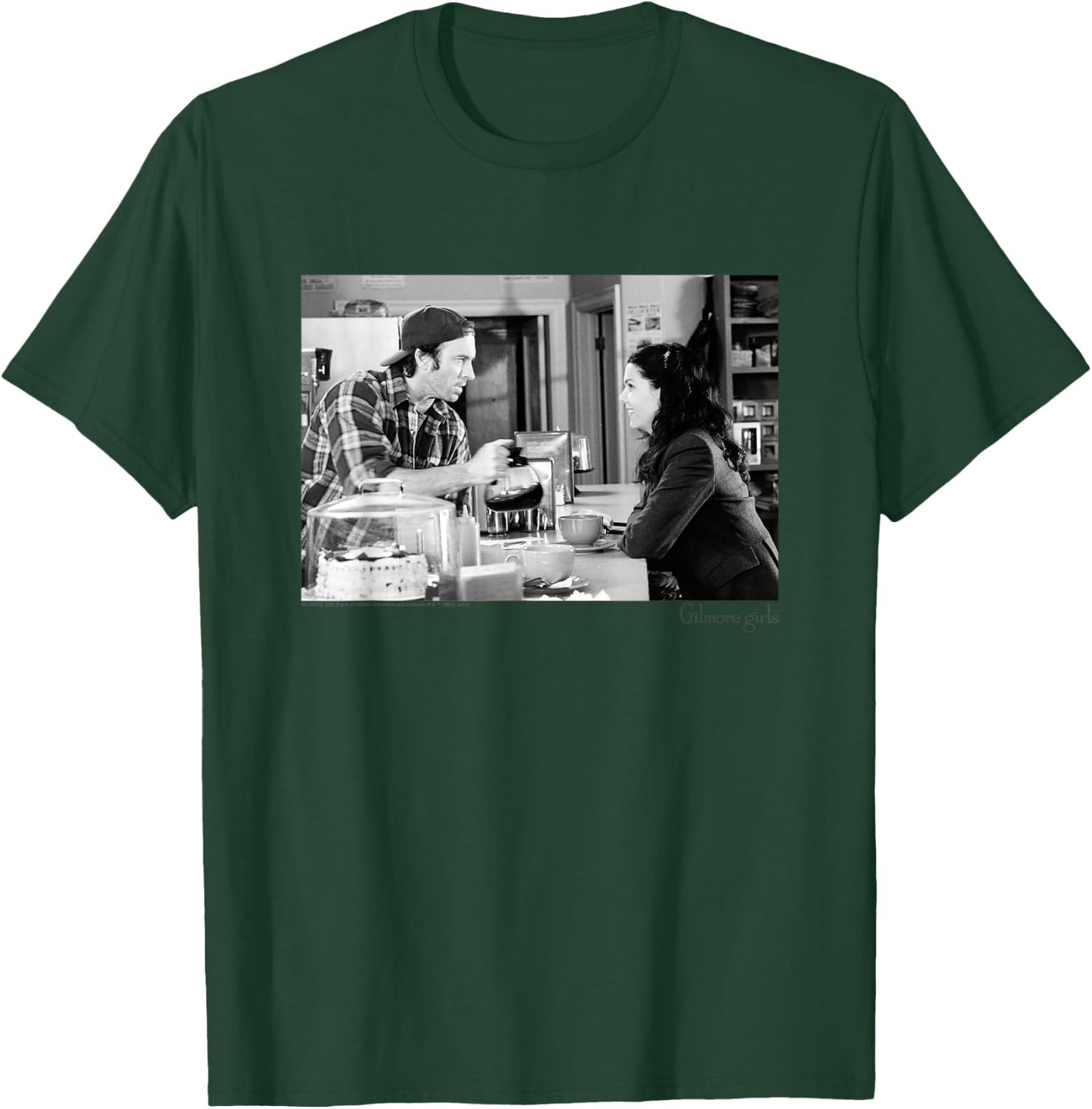 Gilmore Girls Luke Serving Coffee Black & White TV Show T-Shirt - T-Shirt | Forest